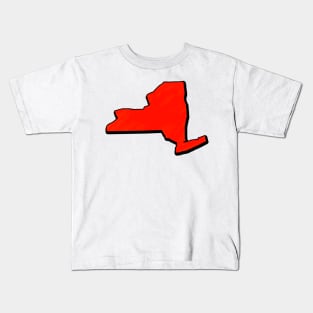 Bright Red New York Outline Kids T-Shirt